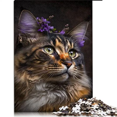 Image of 1000 Piece Jigsaw Puzzle Maine Coon puzzles for Adults Cardboard Difficult and Challenge （Size 26x38cm）