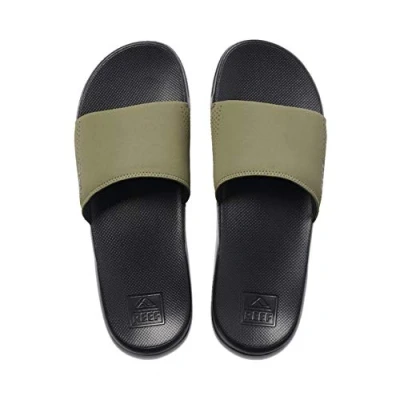 Image of Reef Men&#039;s One Slide Sandal, Black/Olive, 6.5 UK