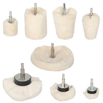 Image of SI FANG Car Polishing Wheels, 8Pcs White Cotton Compound Buffing Wheel for Drill, Pad Mop Kit Aluminum Metal Stainless Steel Automotive Hub Care, Drill Buffer Attachment Tool
