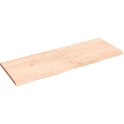 Image of vidaXL Solid Untreated Oak Wood Wall Shelf Rustic Style 140x50x4 cm Handmade Customizable Versatile Use