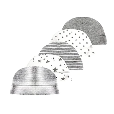Image of Newborn Baby Hat for Babies, Boys, Girls, Ages 0 6 Months, 100% Cotton (0 6Months, Grey Hat)