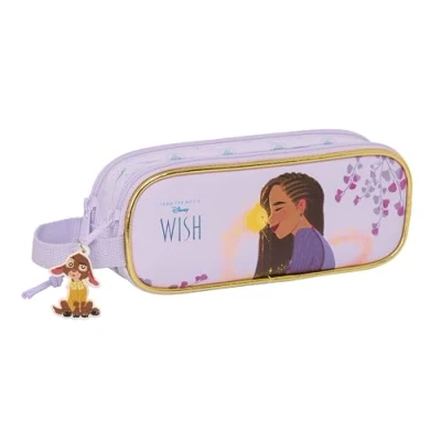 Image of Safta WISH Children&#039;s Double Pencil Case, Ideal for School Ages, Comfortable and Versatile, Quality Resistance, 21 x 6 8 cm, Lilac Colour, lilac, Estándar, Casual