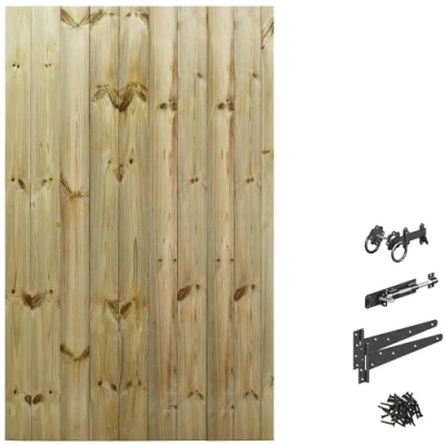 Image of Bespoke Custom Made to Measure UPTO HEIGHT: 6ft (180cm High) Tongue &amp; Groove Fully Framed Flat Top Pathway Garden Pedestrian Gate [Width Between 95CM 105CM With Ring Latch Hinge Pack
