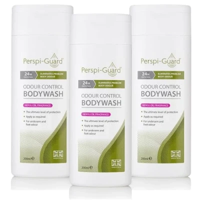 Image of Perspi Guard Antibacterial Body Wash w/Neroli Scent Odour Control Bodywash Shower Gel Contains Triclosan For Eliminating Unpleasant Odours Men and Women 200 ml Triple Pack