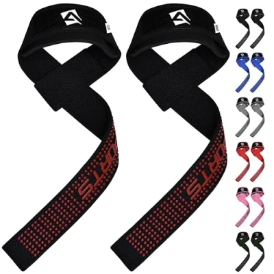 Image of AQF Weight Lifting Straps Neoprene Padded Wrist Support, CrossFit Training Hand Bar Bodybuilding Powerlifting Fitness Exercise Grips