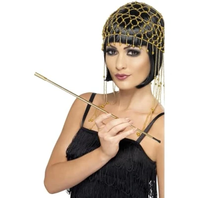 Image of Smiffys Gold Extendable Cigarette Holder, , 1920&#039;s Razzle Fancy Dress, 1920s Dress Up Accessories