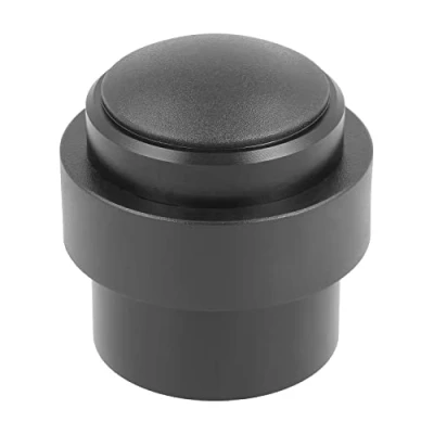Image of Amig Aluminium Step Door Stop Noise Damping Easy Installation Protects Walls &amp; Furniture Suitable for All Floors Includes Screws Plugs, Black/White,