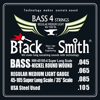 Image of Smith 45 105 35 Black&quot;Electric Bass Strings Set of 4