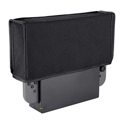 Image of eXtremeRate Black Nylon Dust Cover, Soft Lining Guard, Anti Scratch Waterproof Cover Sleeve for Nintendo Switch Joy con &amp; OLED Charging Dock