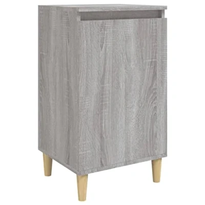 Image of vidaXL Bedside Cabinet Elegant Grey Sonoma Design Durable Engineered and Eucalyptus Wood Ample Storage User friendly Scandinavian Style
