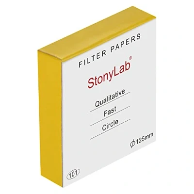 Image of stonylab Qualitative Filter Paper, 125 mm Diameter Fast Speed Cellulose Paper Circles, 25 Microns Particle Retention, 100 Packs