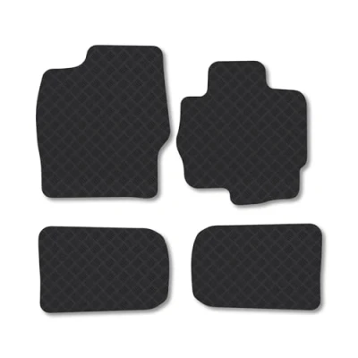 Image of Rubber Car Mats Compatible with Mitsubishi Colt (2004 2009) Tailored Fit Floor Set Accessory Black Custom 4 Pieces Clips Anti Slip Backing, Heavy Duty &amp; Waterproof