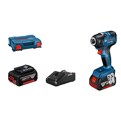Image of Bosch Professional 18V System Cordless Impact Driver GDR 200 (max. Torque of Nm, incl. 2X 5.0 Ah GBA 18 V Rechargeable Battery, Quick Charger GAL 40, in L Case)