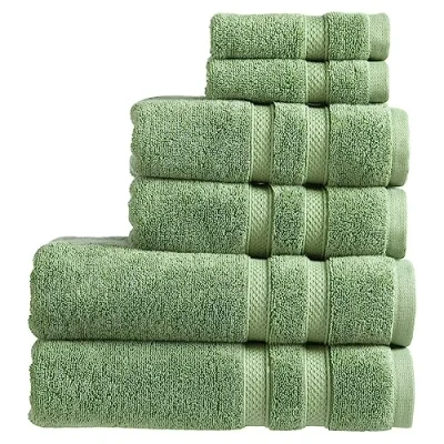 Image of Christy Chroma Bath Towel Set 6 Piece 2 Hand Face Highly Absorbent Heavyweight 675GSM Bold and Bright Soft Smooth Shower Towels 100% Cotton Sustainably Made Jade Green