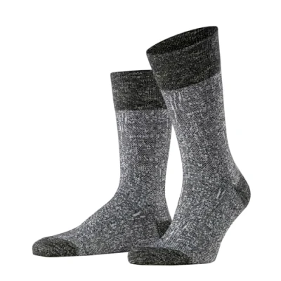 Image of FALKE Men&#039;s Artisanship M SO Cotton Linen Patterned 1 Pair Socks, Black (Black 3000), 5.5 8