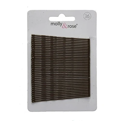 Image of Card of 36 Hair Kirby Grips Bobby Pins 65mm Brown