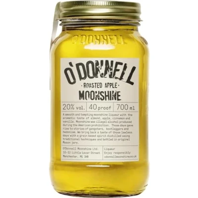 Image of O&#039;Donnell Moonshine Liqueur &quot;Roasted Apple&quot; 700ml Natural Ingredients Vegan Premium American Tradition 20% ABV 40 proof Gift Idea Mason Jar Naturally Flavoured
