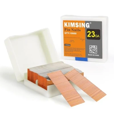 Image of KIMSING P625 23 Gauge 25mm Pin Nails, Copper Plating, 10000 PCS/Box, Nails for Air Power Nail Gun, Micro Pinner Cabinets, Light Duty Wood Work, DIY