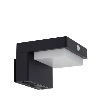 Image of Lindby LED solar wall lamp Eleazar, black, sensor, dimmable