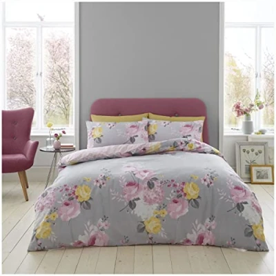 Image of GC GAVENO CAVAILIA Luxury Geometric Duvet cover, Floral Bedding Quilt Set, Polycotton Bed Covers, Blush Pink, Single