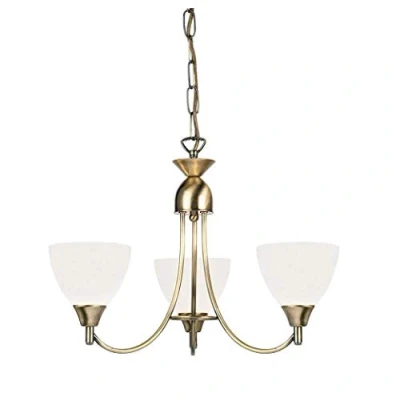 Image of Alton 3 Light Multi Arm Ceiling Pendant Antique Brass, Opal Glass, E14