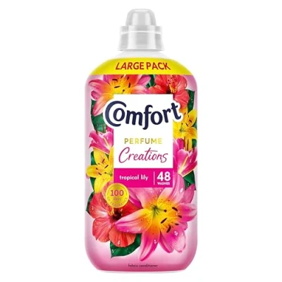 Image of Comfort Perfume Creations Tropical Lily Fabric Conditioner Softener with Motion Activated Fragrance Technology 100 Days of Freshness 48 washes (1.44 L)