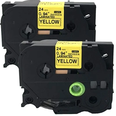 Image of NEOUZA 2PK Compatible for Brother P Touch Laminated TZe TZ 651 Label Tape 24mm x 8m (Black on Yellow)