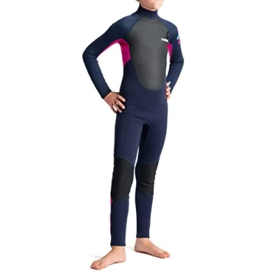 Image of 2023 C Skins Junior Element 3/2mm Back Zip Wetsuit Slate Navy Flo Red Blue Tie Dye Breathable Unisex