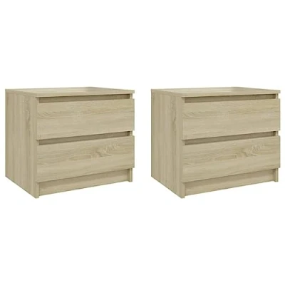 Image of vidaXL 2x Bed Cabinets Home Bedroom Living Room Furniture Bedside Side Storage Space Cabinet Nightstand Table Chipboard 50x39x43.5 cm Sonoma Oak