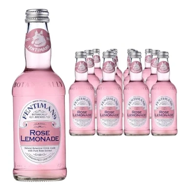 Image of Fentimans Rose Lemonade Botanically Brewed made with Lemon Juice Exquisitely Crafted &amp; Refreshing Soft Drinks Gluten Free and Vegan Friendly 12 x 275ml Bottles