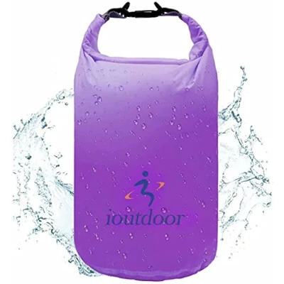 Image of ioutdoor Waterproof Dry Bags Lightweight 2L/5L/10L/20L Keep Clean, Compression Sacks Small Large for Kayaking, Hiking, Swimming, Camping, Canoeing, Boating, Fishing (Purple, 20L)