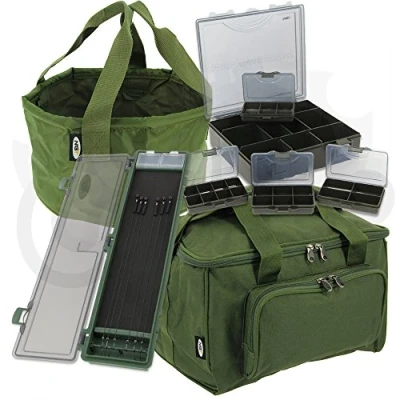 Image of NGT Carp Fishing 4+1 Tackle Box Set + Quickfish Carryall Stiff Rig Wallet &amp; Bowl