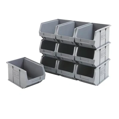 Image of BiGDUG Plastic Parts Bins Packs Small Component Storage Boxes Garage Organiser (10 125h x 150w 240d mm Grey)