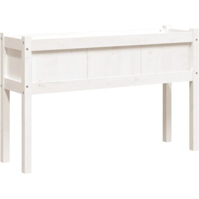 Image of vidaXL Solid Pine Wood Garden Planter White Outdoor Rectangular Flower Pot for Patio, Balcony, and Decoration