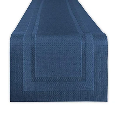 Image of DII Woven Indoor Outdoor, Polyvinyl Chloride, Nautical Blue, Table Runner, 14x72