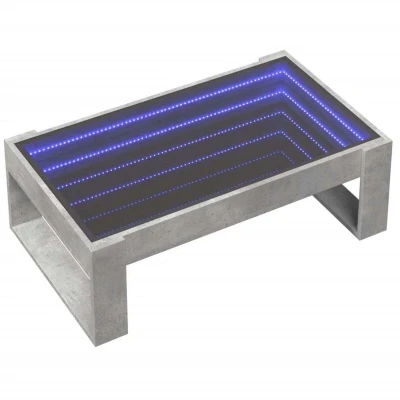 Image of vidaXL Coffee Table with Infinity LED Concrete Grey 90x53x30 cm