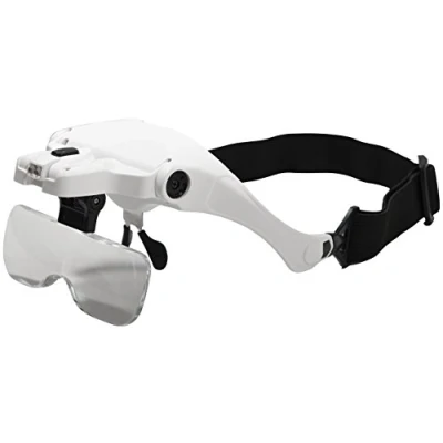 Image of Eagle Adjustable Headband Magnifier Glasses Supplied with 5 Lenses 1 0X 5X 2 3 and Led Light, for Handsfree Inspection, Reading, Jeweller Craft Work