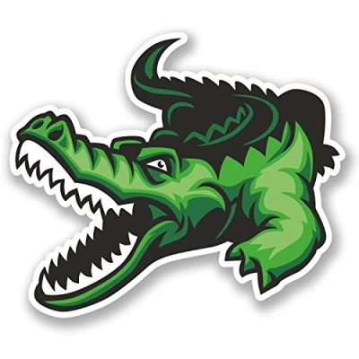 Image of 2 x 10cm Crocodile Alligator Vinyl Sticker Bike Laptop Helmet Car Fun #5177 (10cm Wide 8.5cm Tall)