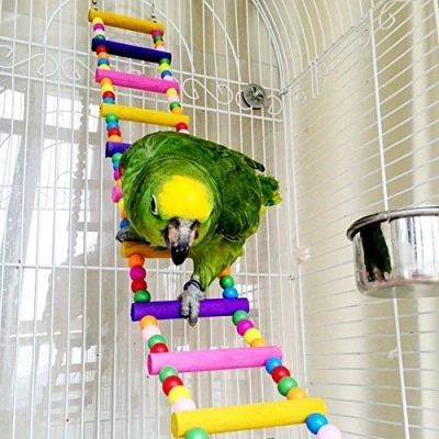 Image of Wood Climbing Ladder Toy for Bird Parrot Budgie Parakeet Cockatiel Macaw African Grey Cockatoo Rat Gerbil Mice Chinchilla Guinea Pig Squirrel Cage Perch