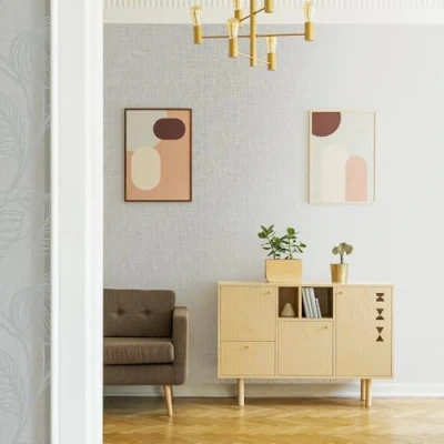 Image of Boutique Moonstone Royal Silk Textured Plain Wallpaper Paste The Wall Grey &amp; Cream Suitable for Any Room Feature or 4 Design Traditional