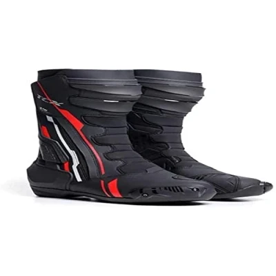 Image of TCX S TR1, Men&#039;s Motorcycle Boot, Sporty, Certified, Microfibre Upper, Side Elastic Zipper and Velcro Closure, Black/Red/White