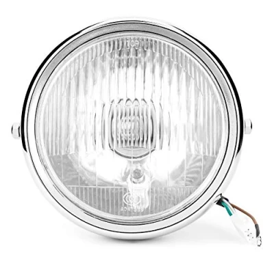 Image of EBTOOLS Motorcycle Front Headlight Headlamp Universal Retro Silver Shell White Lens for GN125