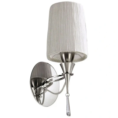Image of Lucca Wall Lamp Switched 1 Light E27, Polished Chrome With White Shade &amp; Clear Crystal