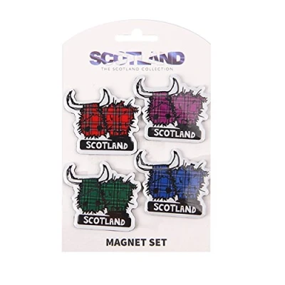 Image of Scottish Multi Piper,Sheep,Nessie, Scottie and Highland Cow Magnet Sets (Tartan)