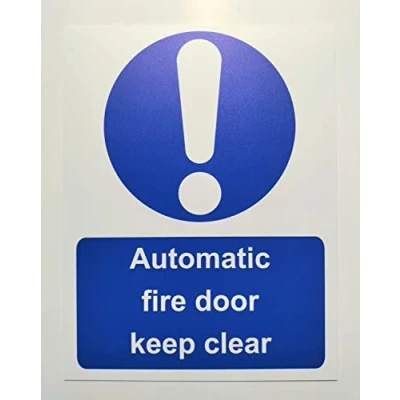 Image of Automatic Fire Door Keep Clear Safety Sign Self Adhesive Sticker 130mm x 100mm