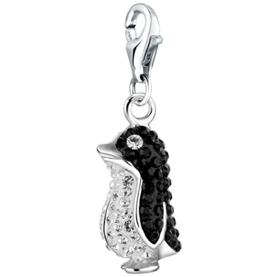 Image of Nenalina 716245 050 Penguin Carabiner Charm Pendant for Bracelet 925 Sterling Silver, Crystal