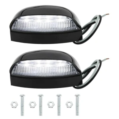 Image of 2pcs LED Number Plate Light License Lamp Taillight for Trailers RVs Trucks Boats and Commercial Vehicles, Black
