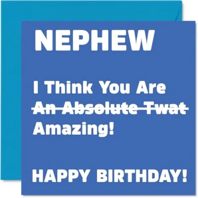 Image of Rude Birthday Cards for Nephew Absolute Tw*t Joke Happy Card from Auntie Uncle, Banter Gifts, 145mm x Offensive Greeting Gift