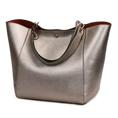 Image of Pahajim PU Leather Waterproof Handbags Clutches Bags Large Bag Ladies Tote Shoulder for Women Work Shopping Bag(Bronze)