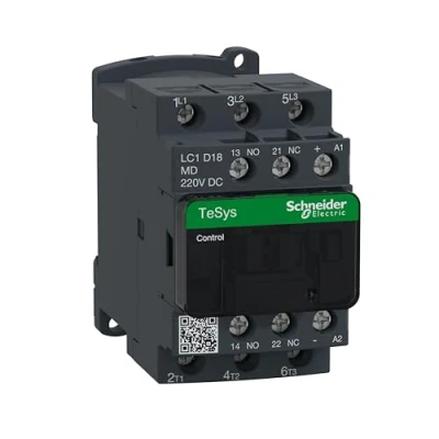 Image of Schneider Electric TeSys D AC Contactor, 220 V AC, 50/60 Hz, 3 Pole, 3NO, 18A, Fixed and DIN Rail Mounting, LC1D18M7